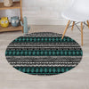 White and Turquoise Tribal Navajo Hand Drawn Round Rug-grizzshop