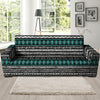 White and Turquoise Tribal Navajo Hand Drawn Sofa Cover-grizzshop