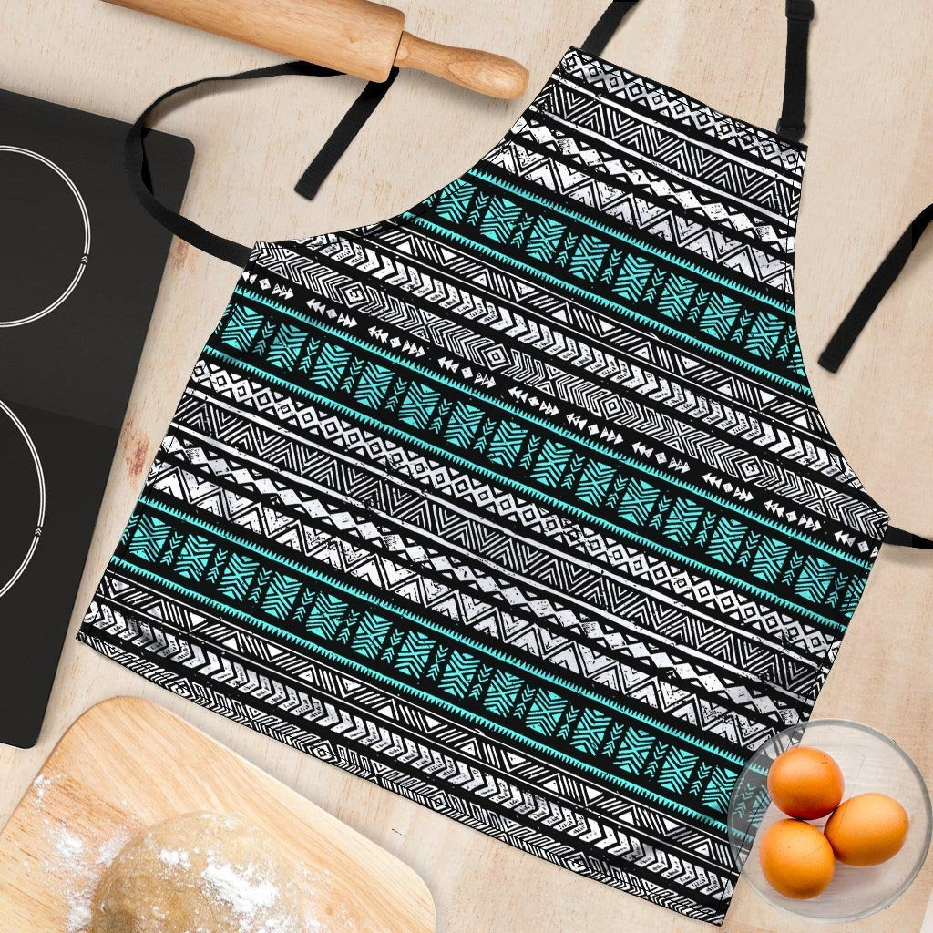 White and Turquoise Tribal Navajo Hand Drawn Women's Apron-grizzshop