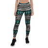 White and Turquoise Tribal Navajo Hand Drawn Women's Leggings-grizzshop