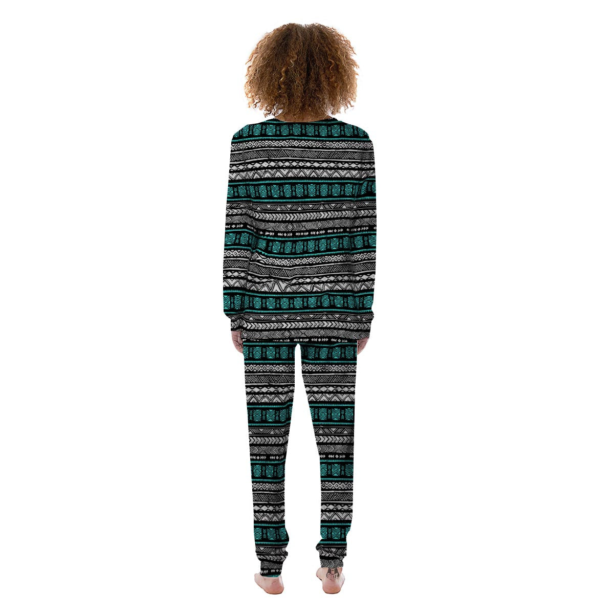 White and Turquoise Tribal Navajo Hand Drawn Women's Pajamas-grizzshop