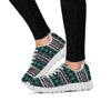 White and Turquoise Tribal Navajo Hand Drawn Women's Sneakers-grizzshop