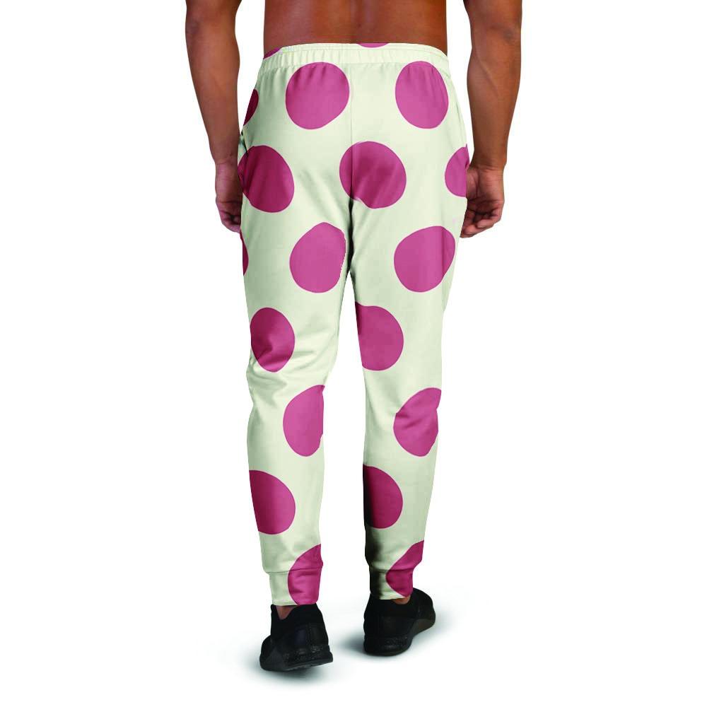 White And Red Polka Dot Men's Joggers-grizzshop