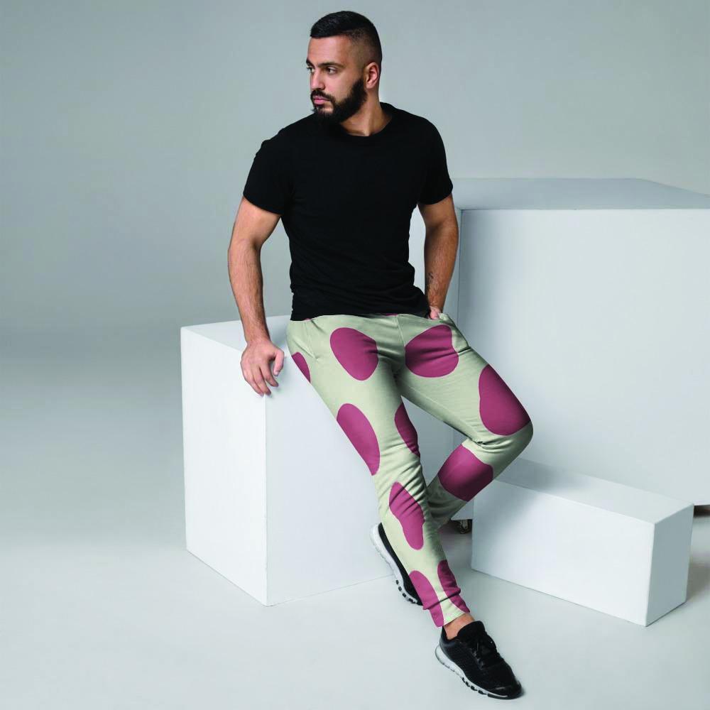 White And Red Polka Dot Men's Joggers-grizzshop
