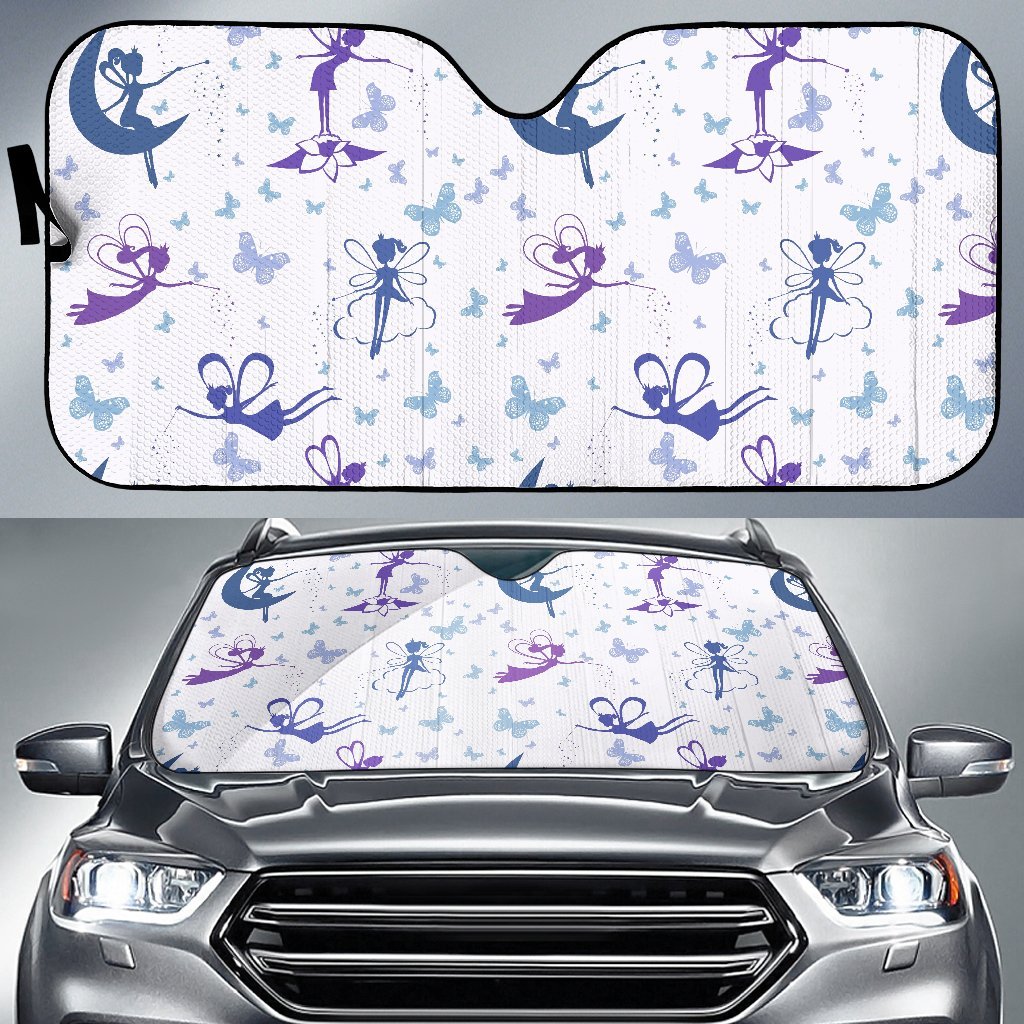 White Fairy Pattern Print Car Sun Shade-grizzshop