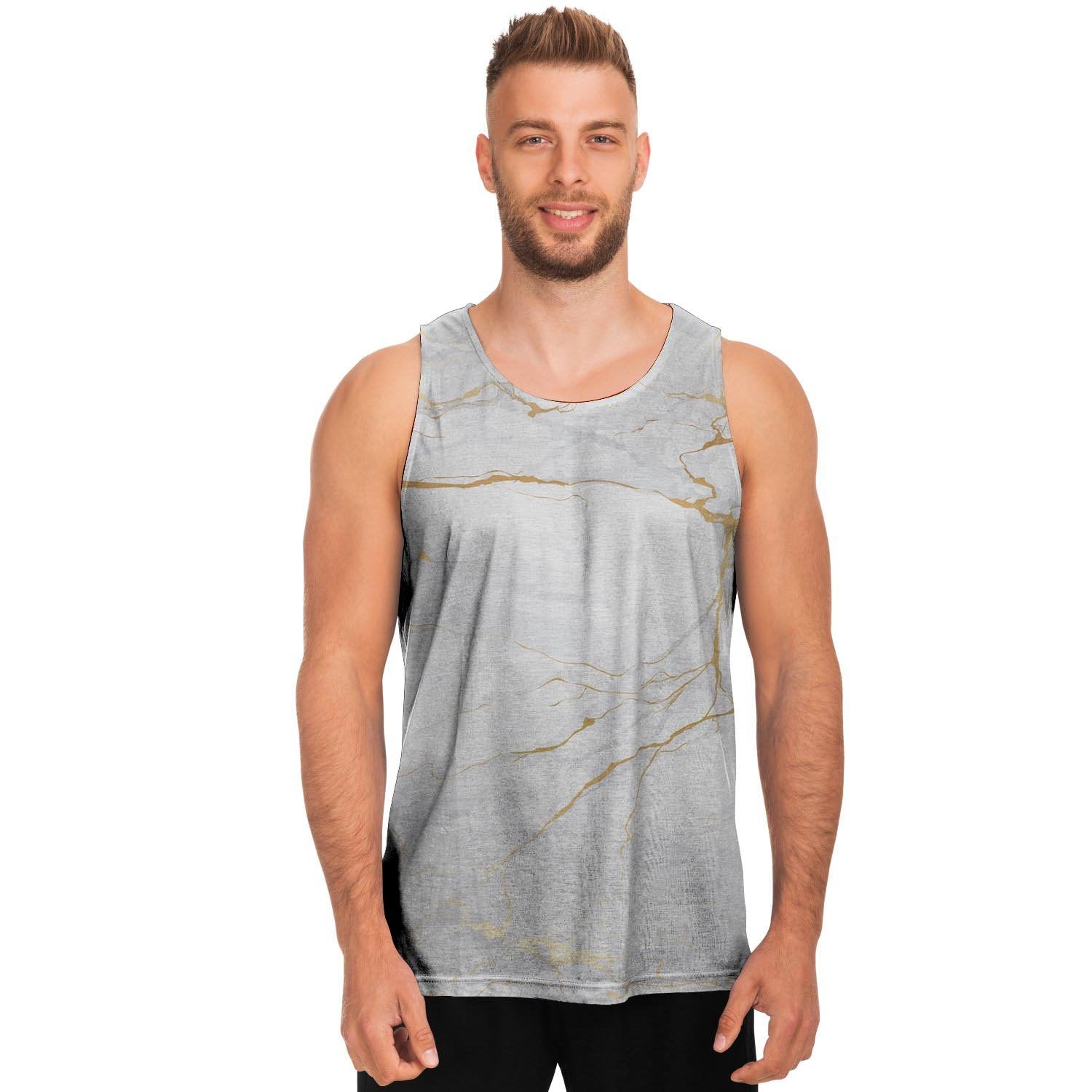White Gold Marble Men's Tank Tops-grizzshop
