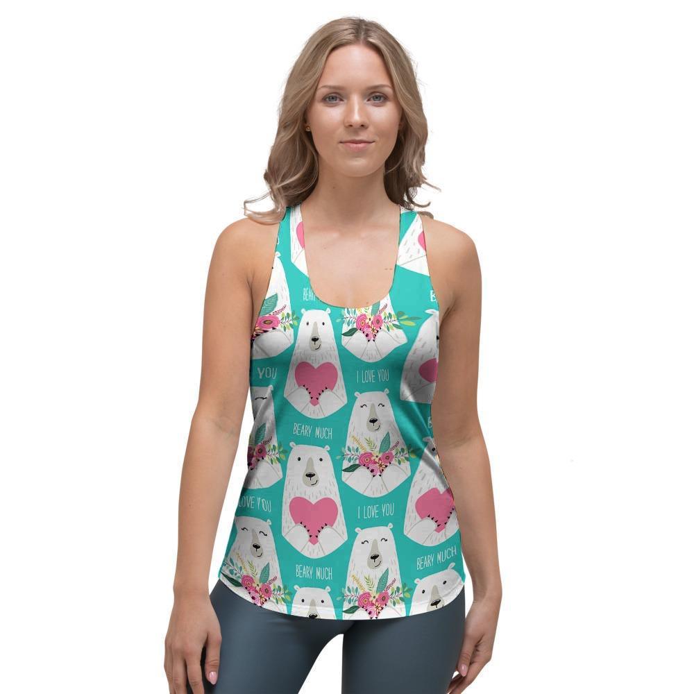 White Mama Bear Women's Racerback Tank Top-grizzshop