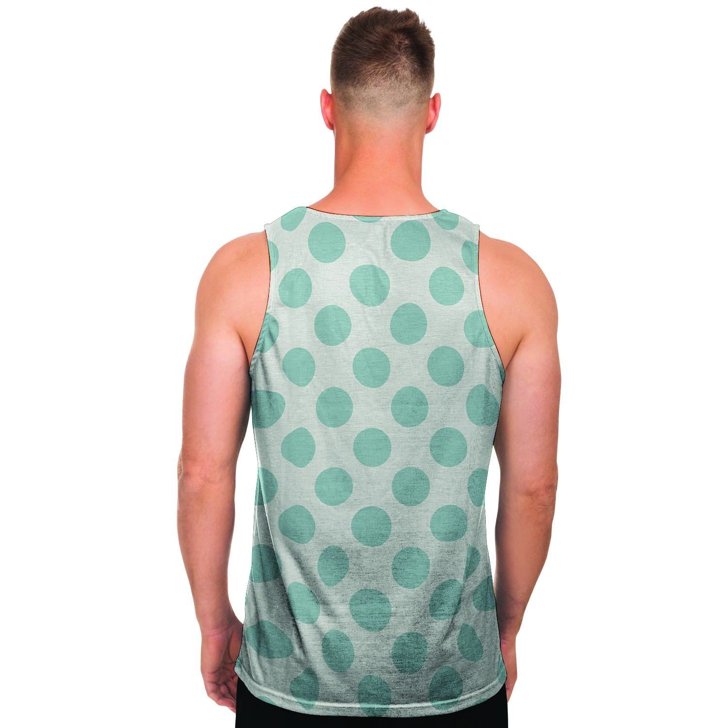 White and Teal Polka Dot Men's Tank Tops-grizzshop
