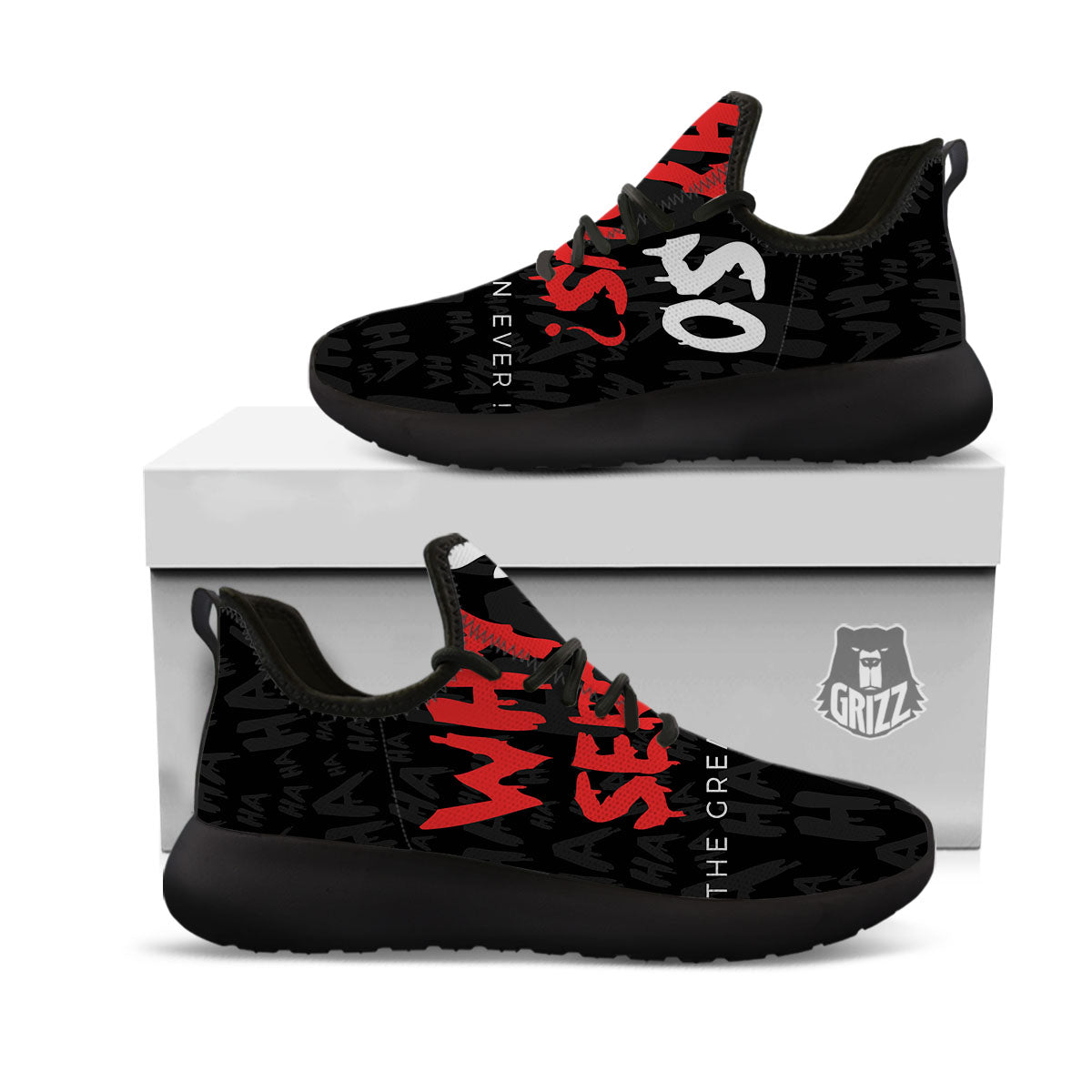 Why So Serious Laughing Joker Print Black Athletic Shoes-grizzshop