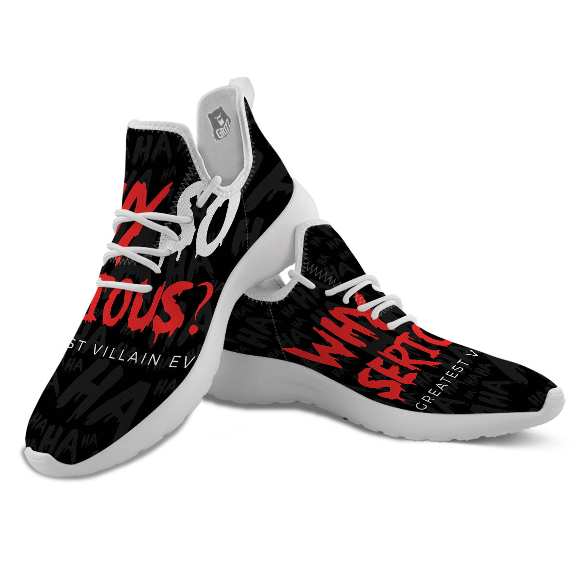 Why So Serious Laughing Joker Print White Athletic Shoes-grizzshop