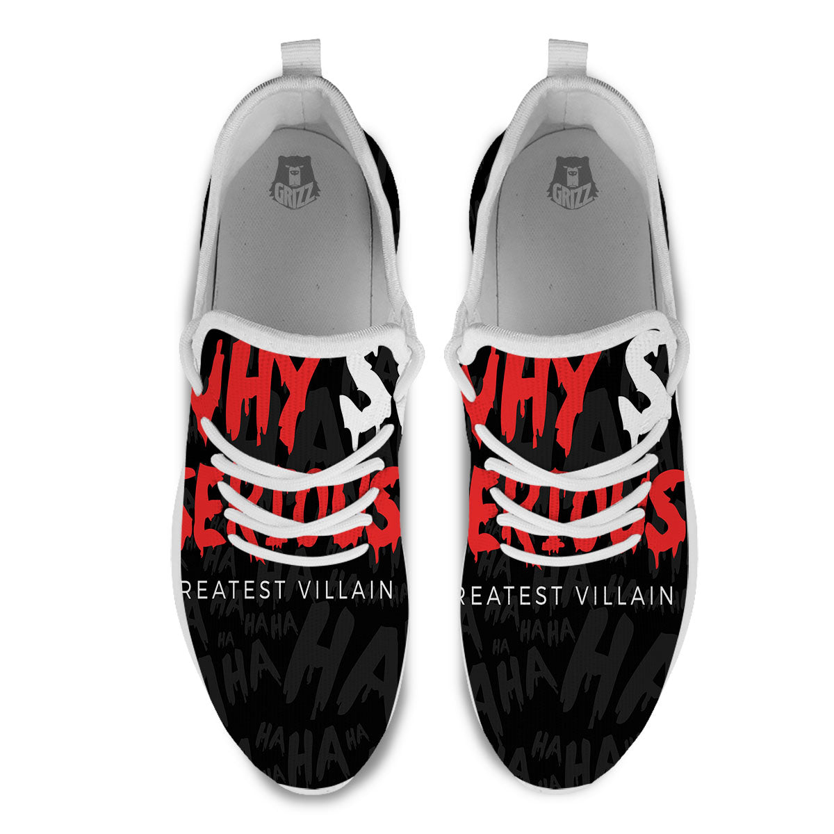 Why So Serious Laughing Joker Print White Athletic Shoes-grizzshop