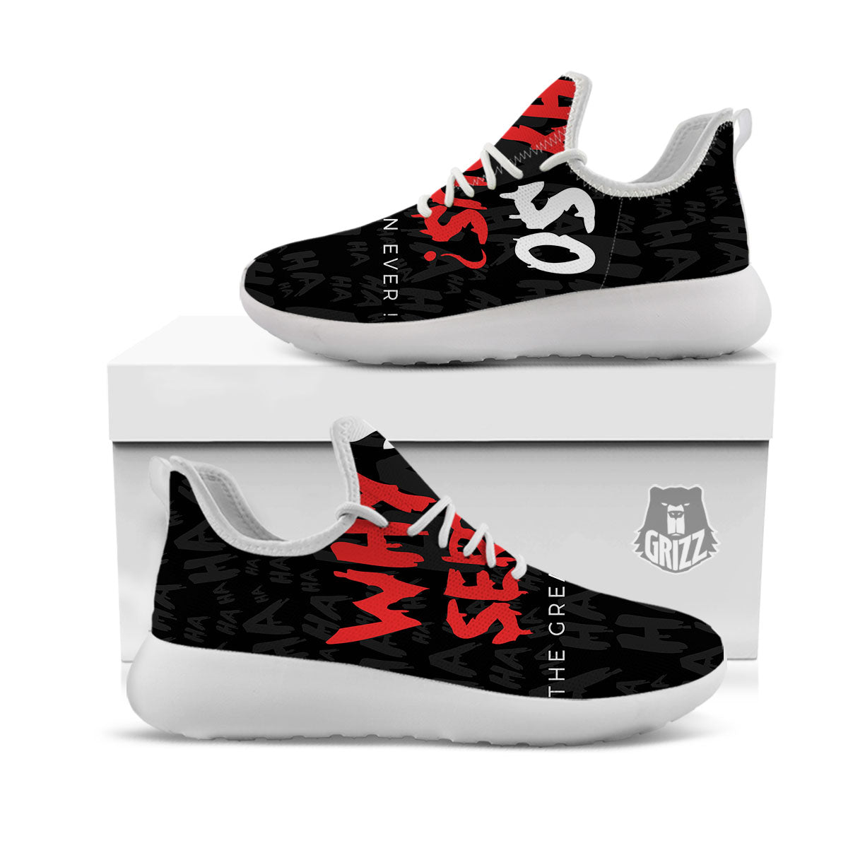 Why So Serious Laughing Joker Print White Athletic Shoes-grizzshop