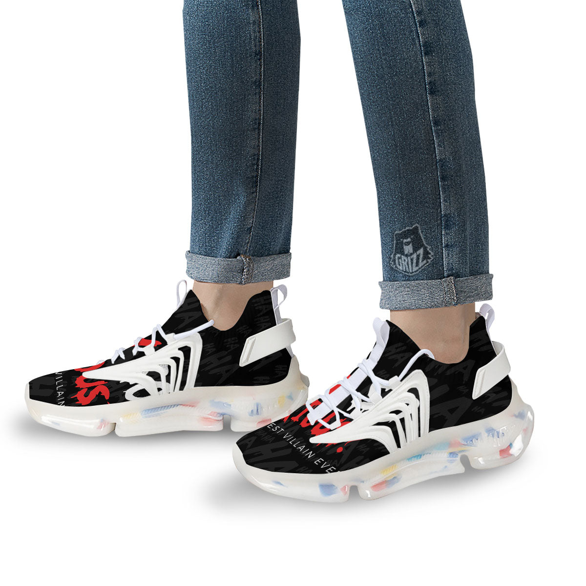Why So Serious Laughing Joker Print White Gym Shoes-grizzshop