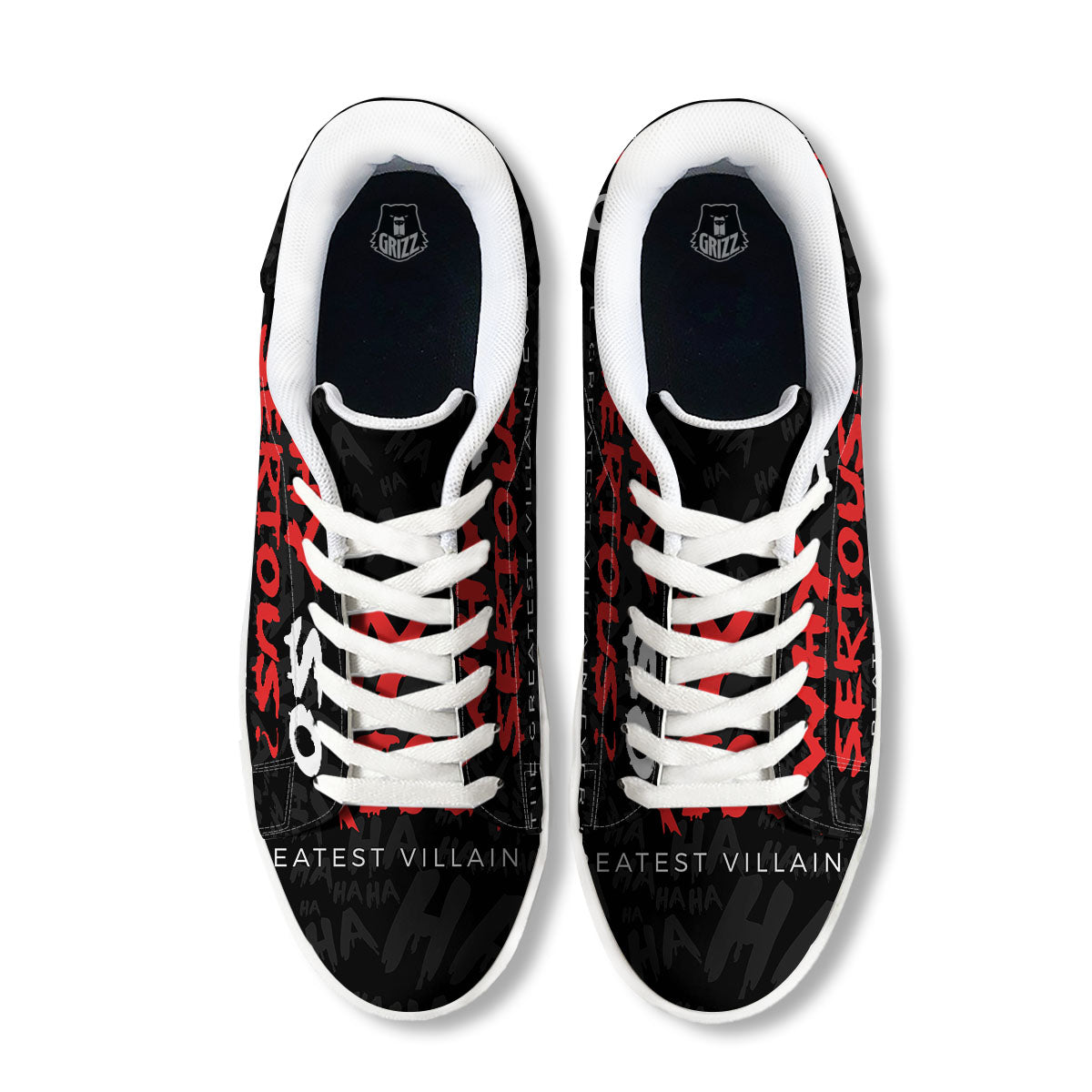 Why So Serious Laughing Joker Print White Low Top Sneakers-grizzshop