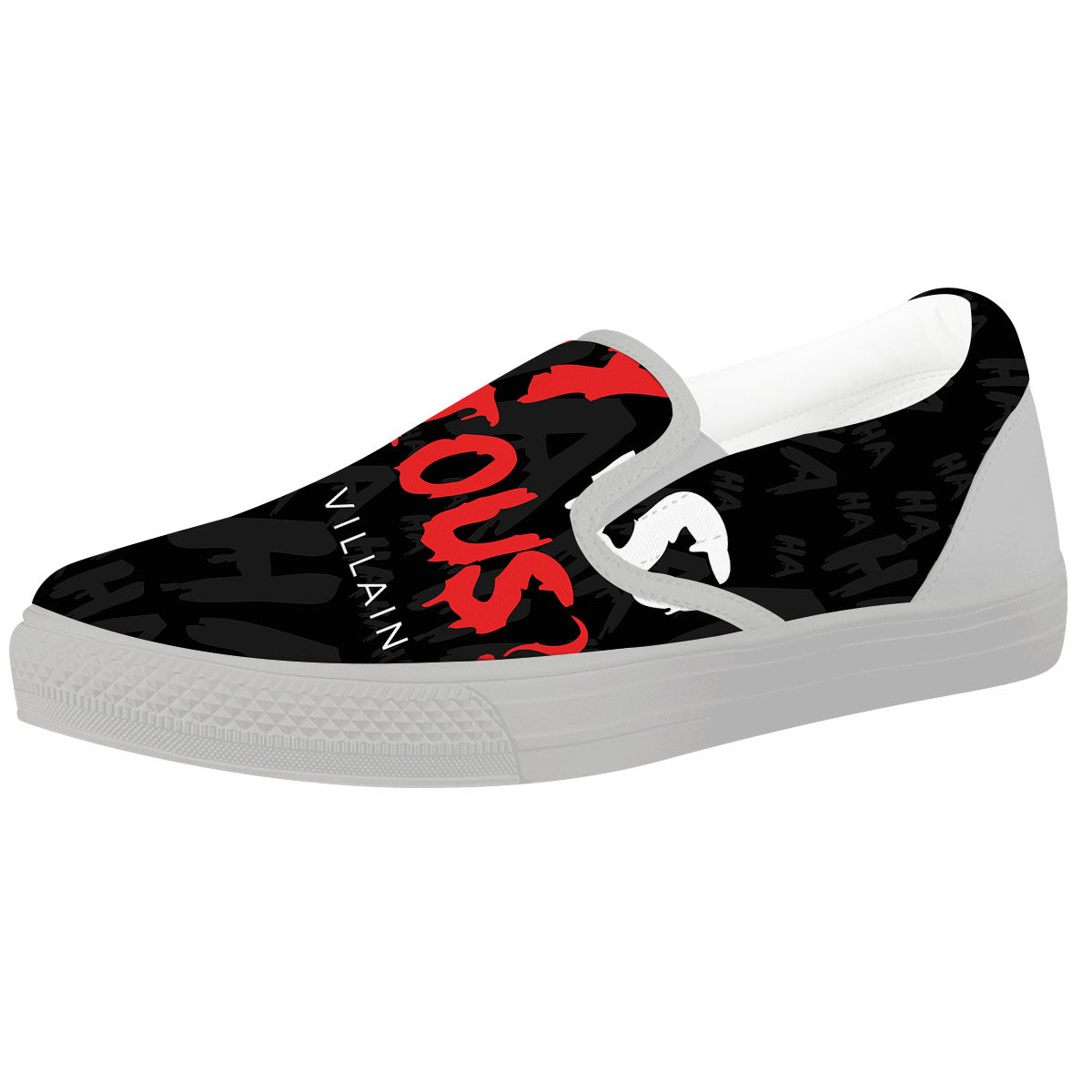Why So Serious Laughing Joker Print White Slip On Shoes-grizzshop