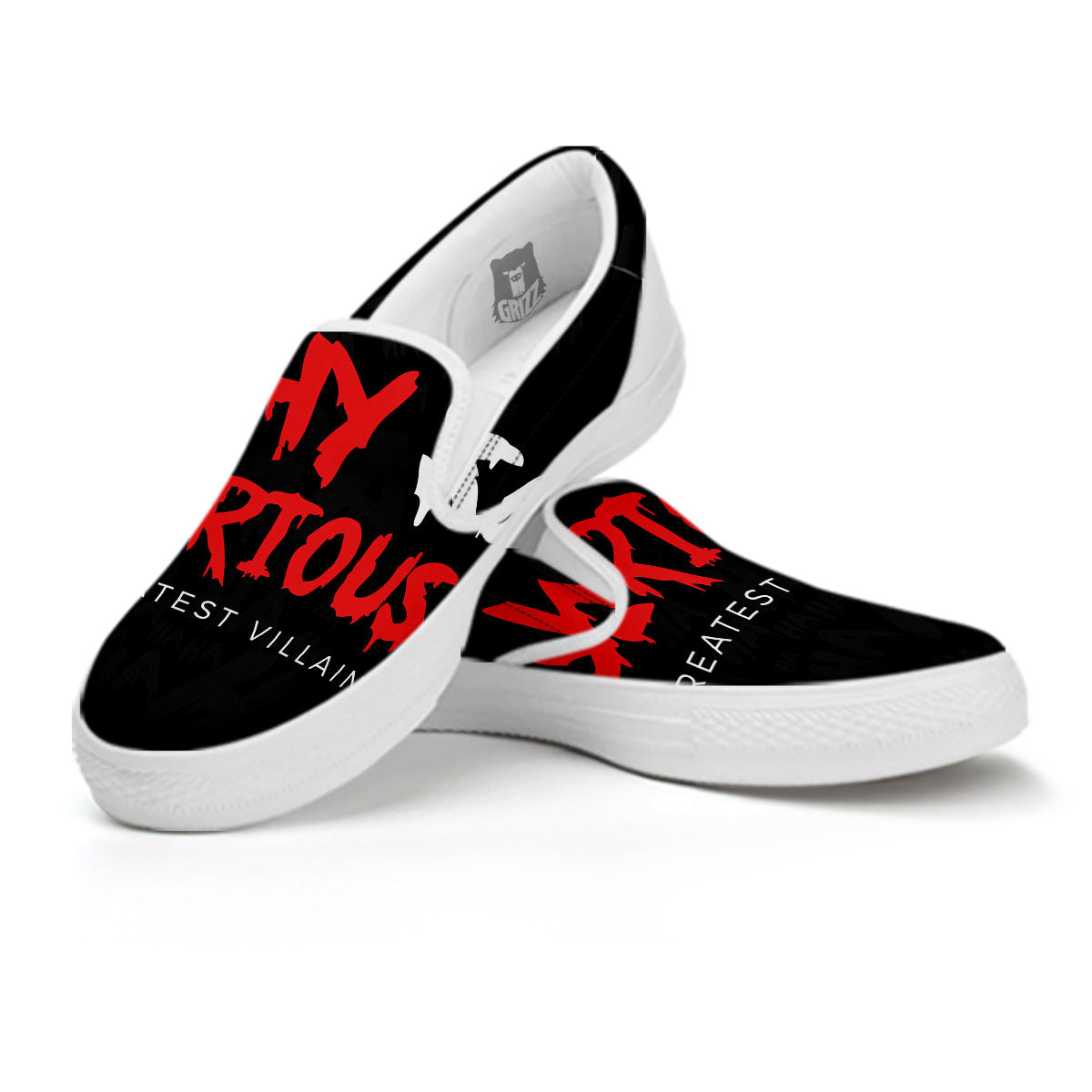Why So Serious Laughing Joker Print White Slip On Shoes-grizzshop