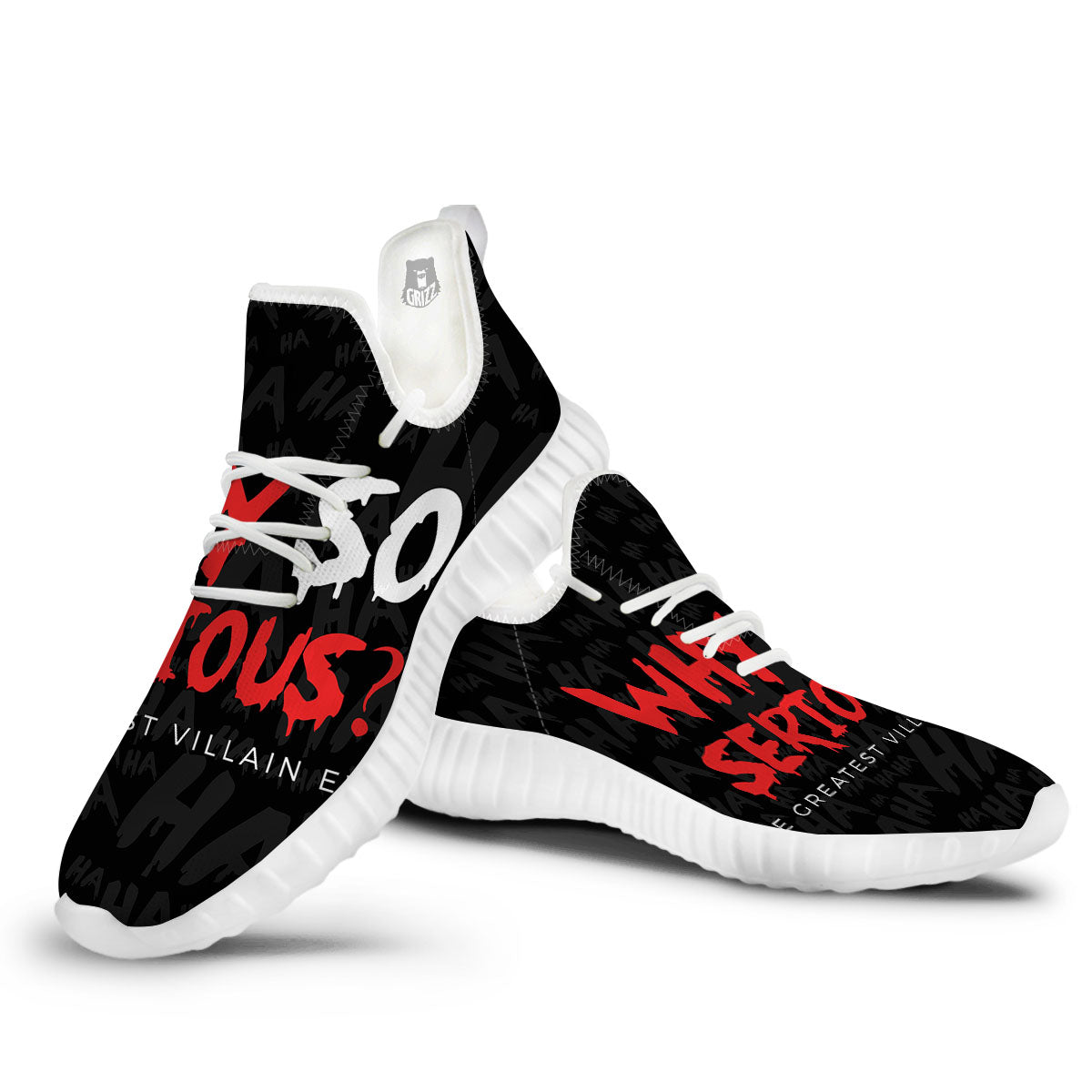 Why So Serious Laughing Joker Print White Walking Shoes-grizzshop