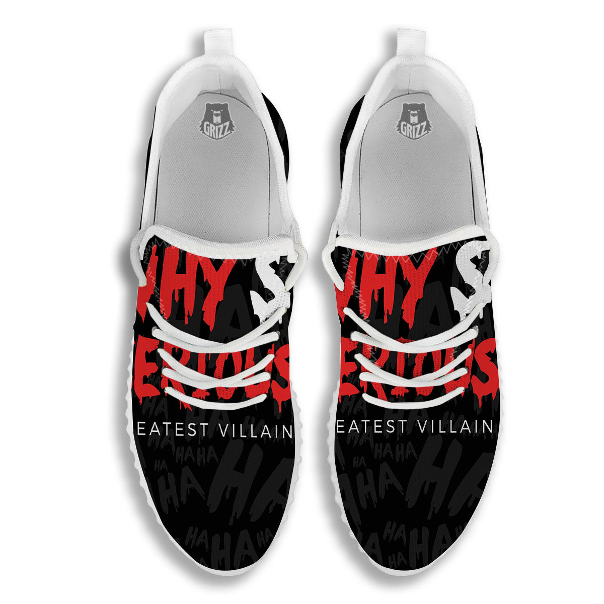 Why So Serious Laughing Joker Print White Walking Shoes-grizzshop