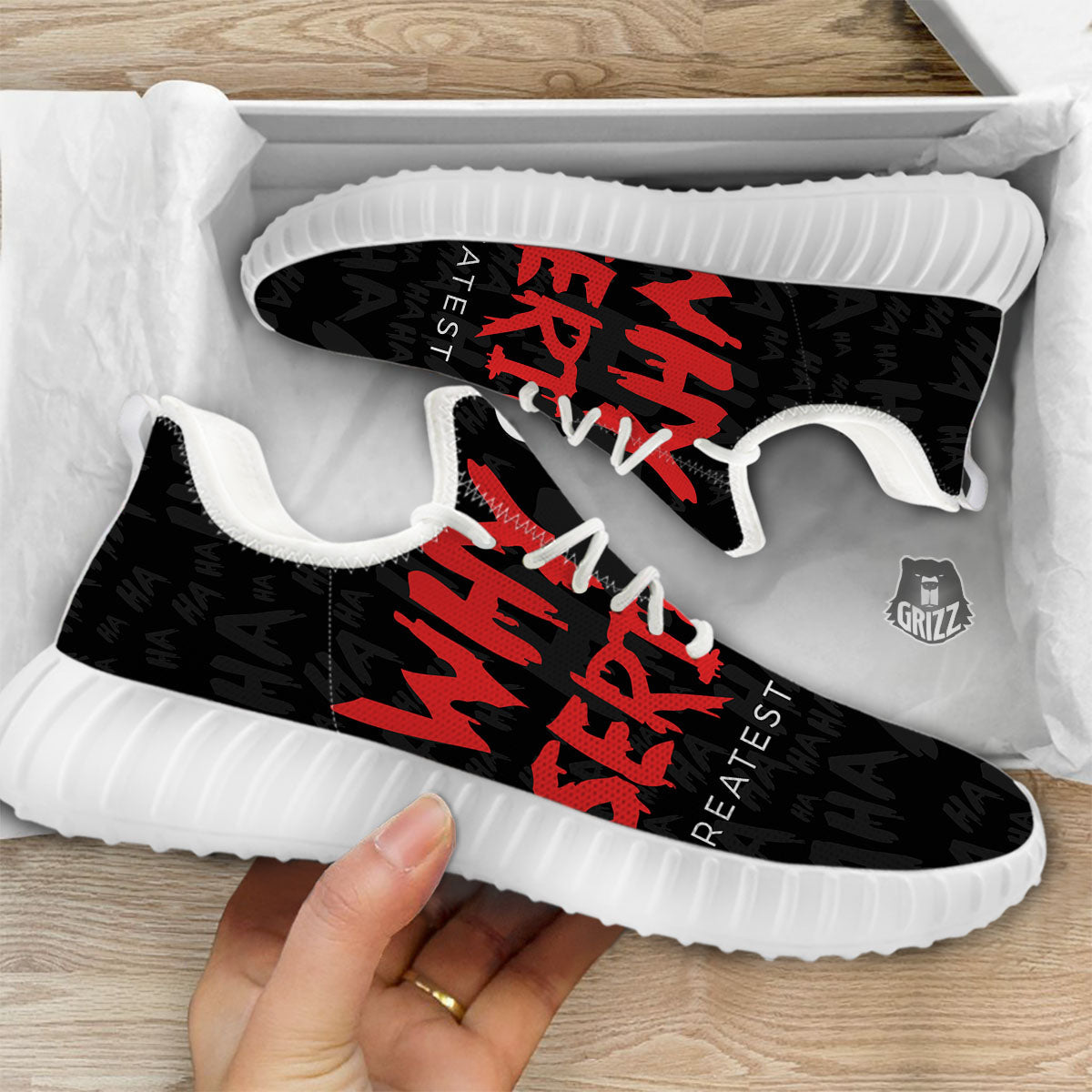 Why So Serious Laughing Joker Print White Walking Shoes-grizzshop