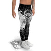 Wicca Devil Skull White And Black Print Men's Leggings-grizzshop