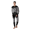 Wicca Devil Skull White And Black Print Men's Pajamas-grizzshop