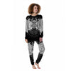 Wicca Devil Skull White And Black Print Women's Pajamas-grizzshop