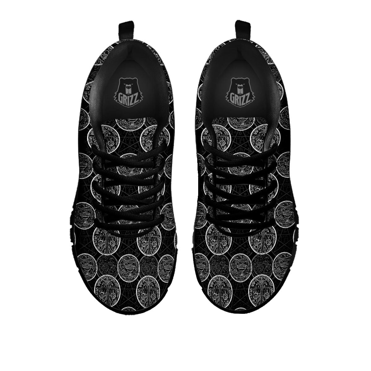 Wicca Gothic Curse Print Pattern Black Sneaker-grizzshop