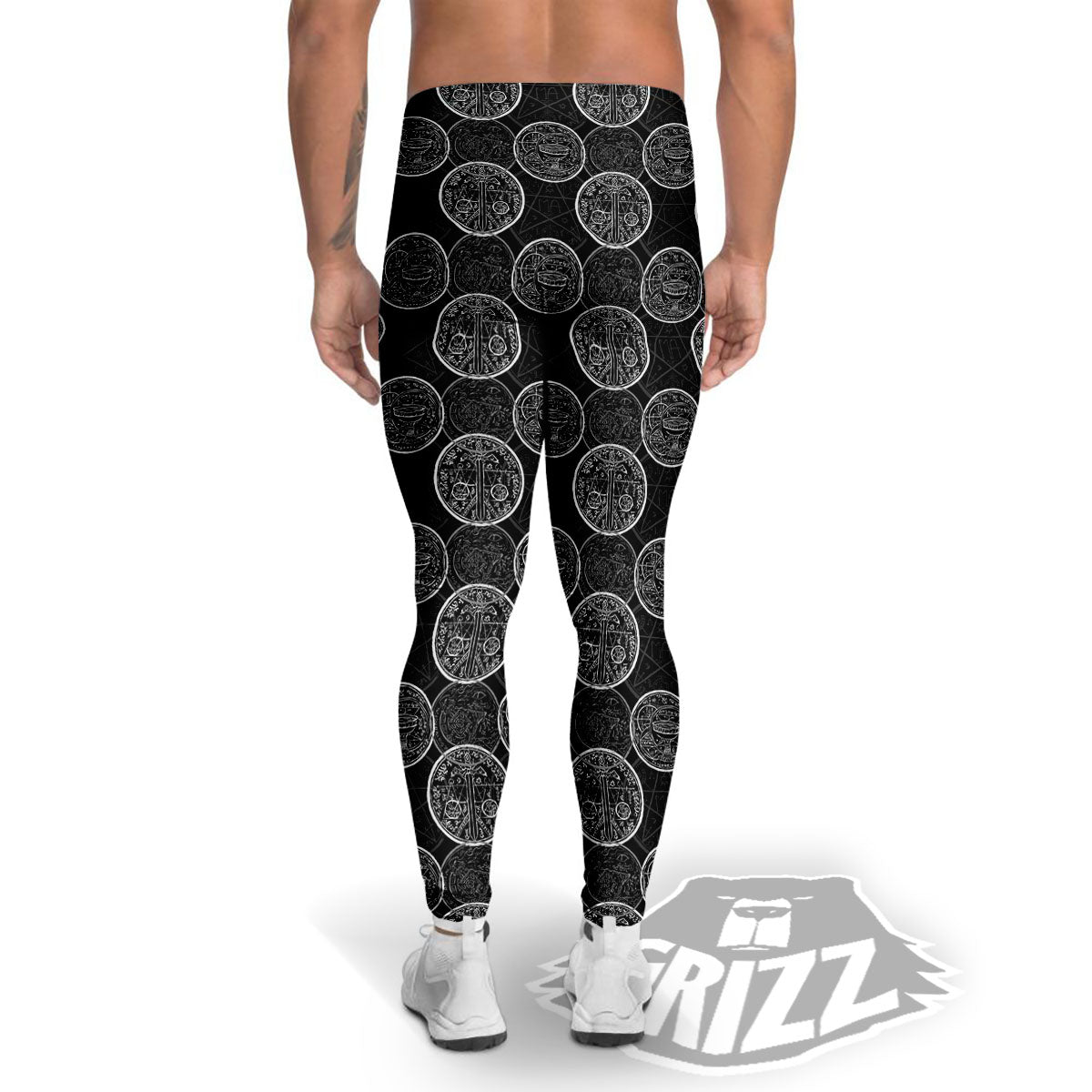 Wicca Gothic Curse Print Pattern Men's Leggings-grizzshop