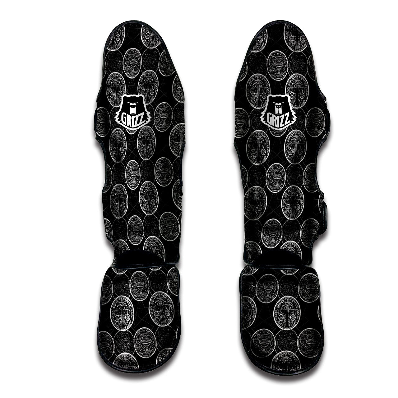 Wicca Gothic Curse Print Pattern Muay Thai Shin Guards