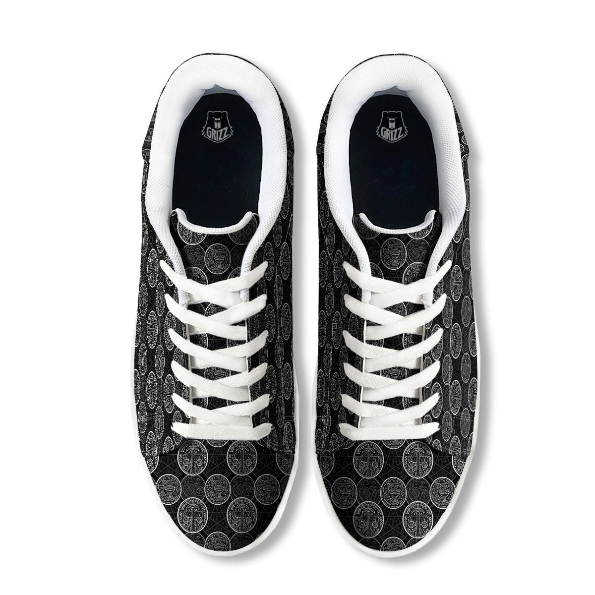 Wicca Gothic Curse Print Pattern White Low Top Sneakers-grizzshop