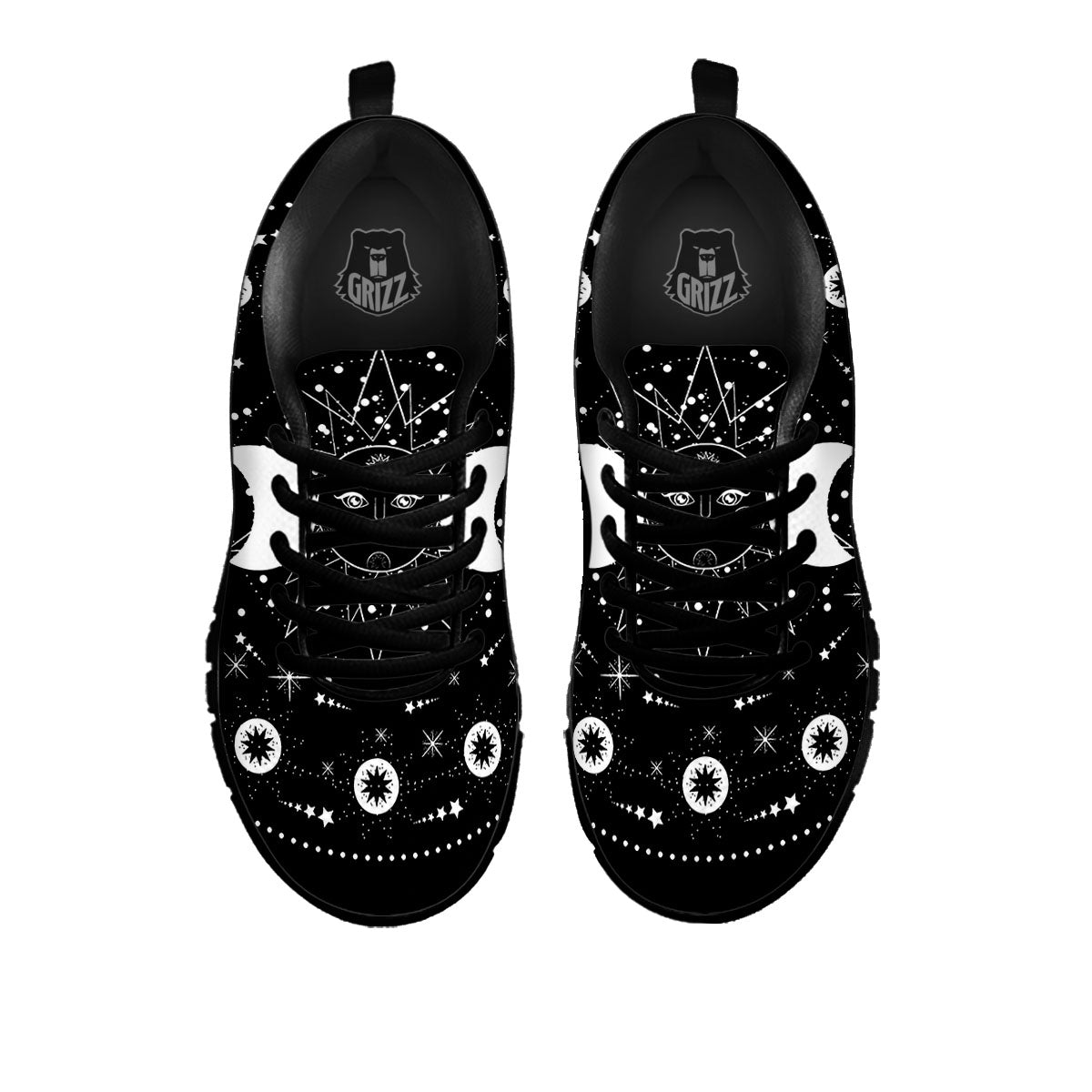 Wicca Magical White And Black Print Black Sneaker-grizzshop