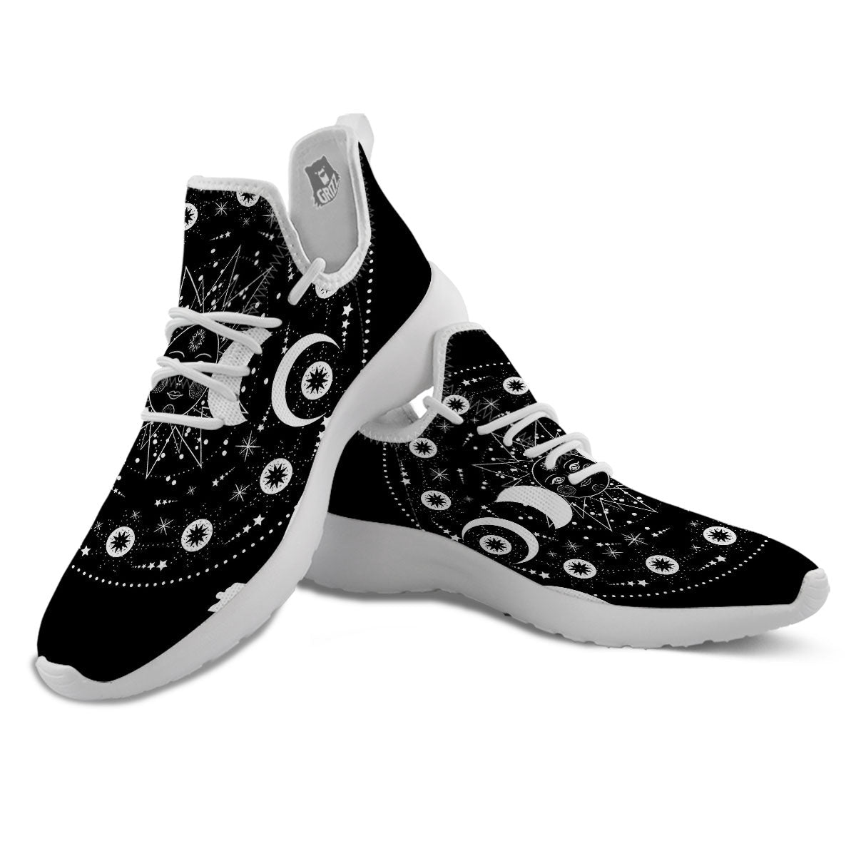 Wicca Magical White And Black Print White Athletic Shoes-grizzshop