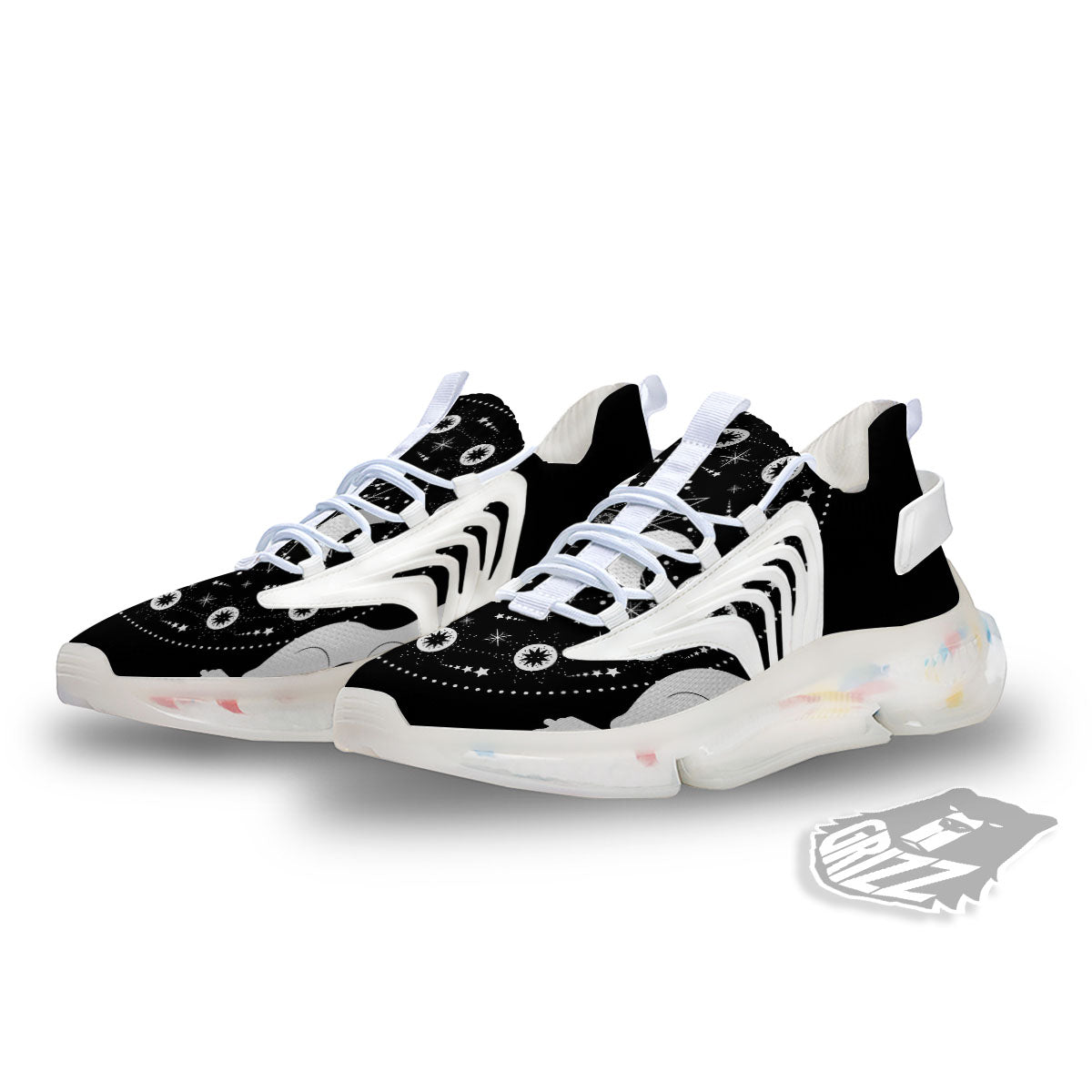 Wicca Magical White And Black Print White Gym Shoes-grizzshop