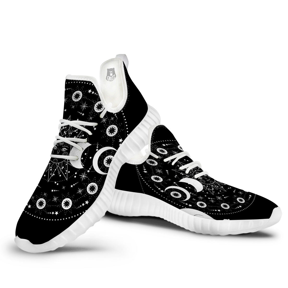 Wicca Magical White And Black Print White Walking Shoes-grizzshop