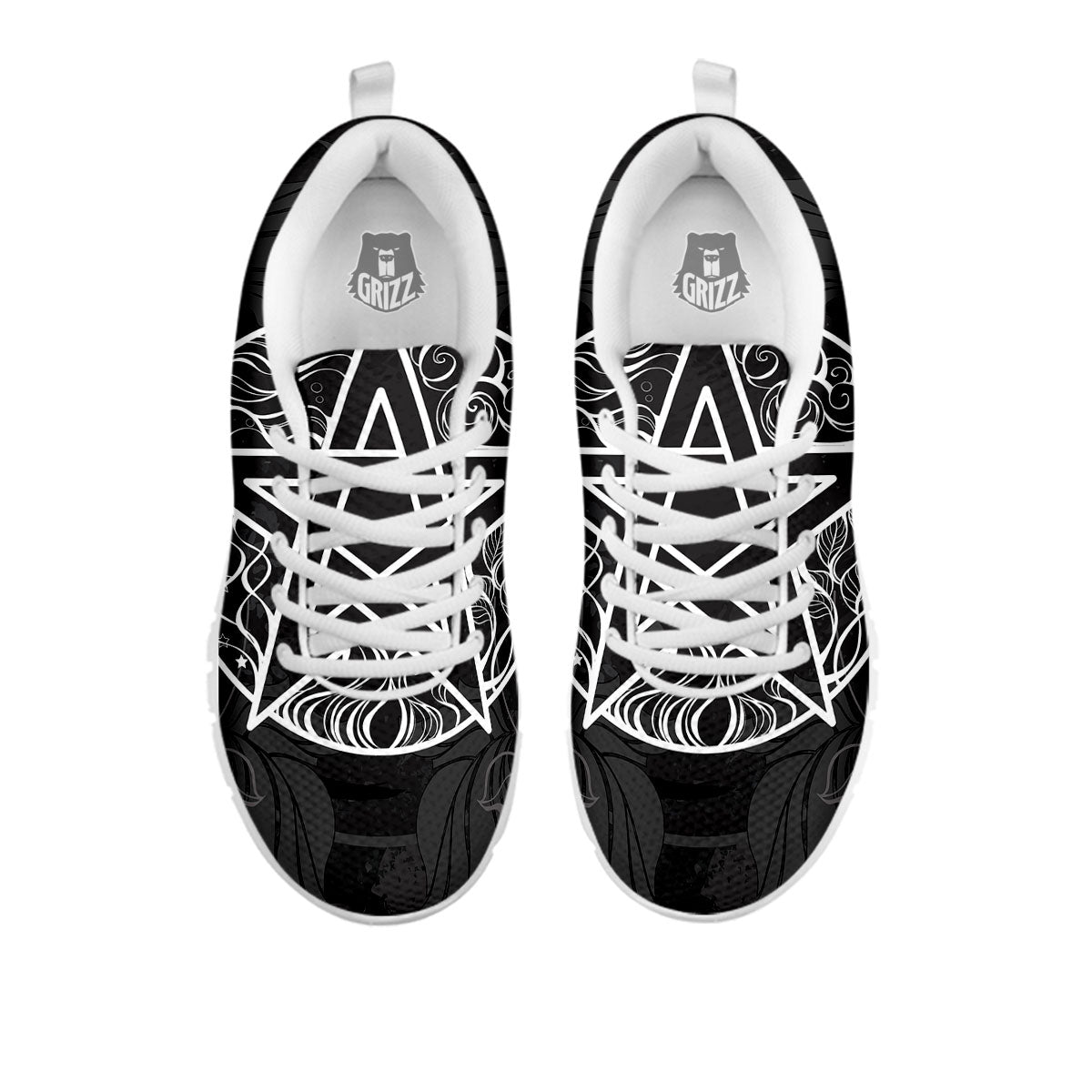 Wicca Pentagram White And Black Print White Sneaker-grizzshop