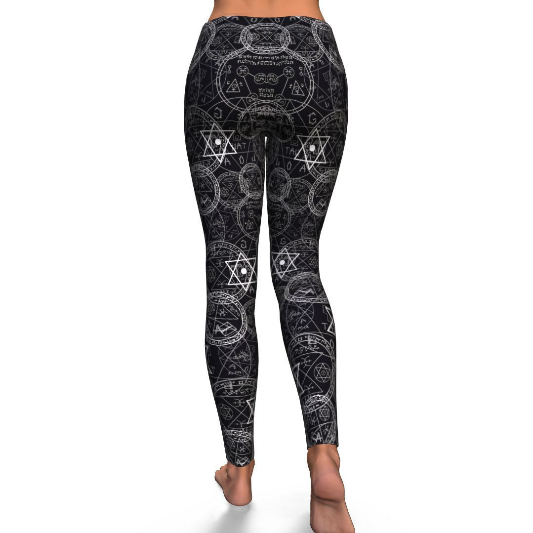 Wiccan Gothic Witch Pagan Pattern Print Pattern Women Leggings-grizzshop