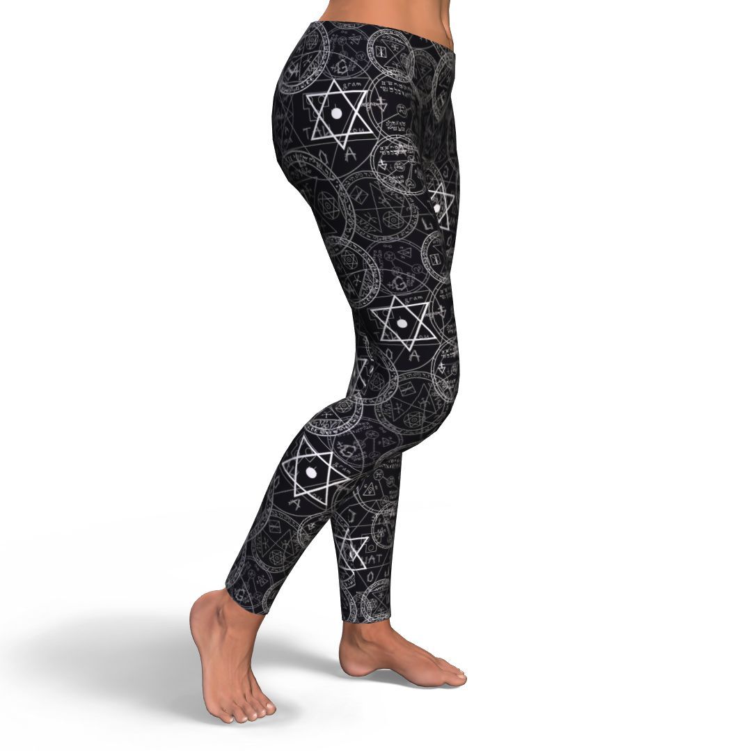 Wiccan Gothic Witch Pagan Pattern Print Pattern Women Leggings-grizzshop