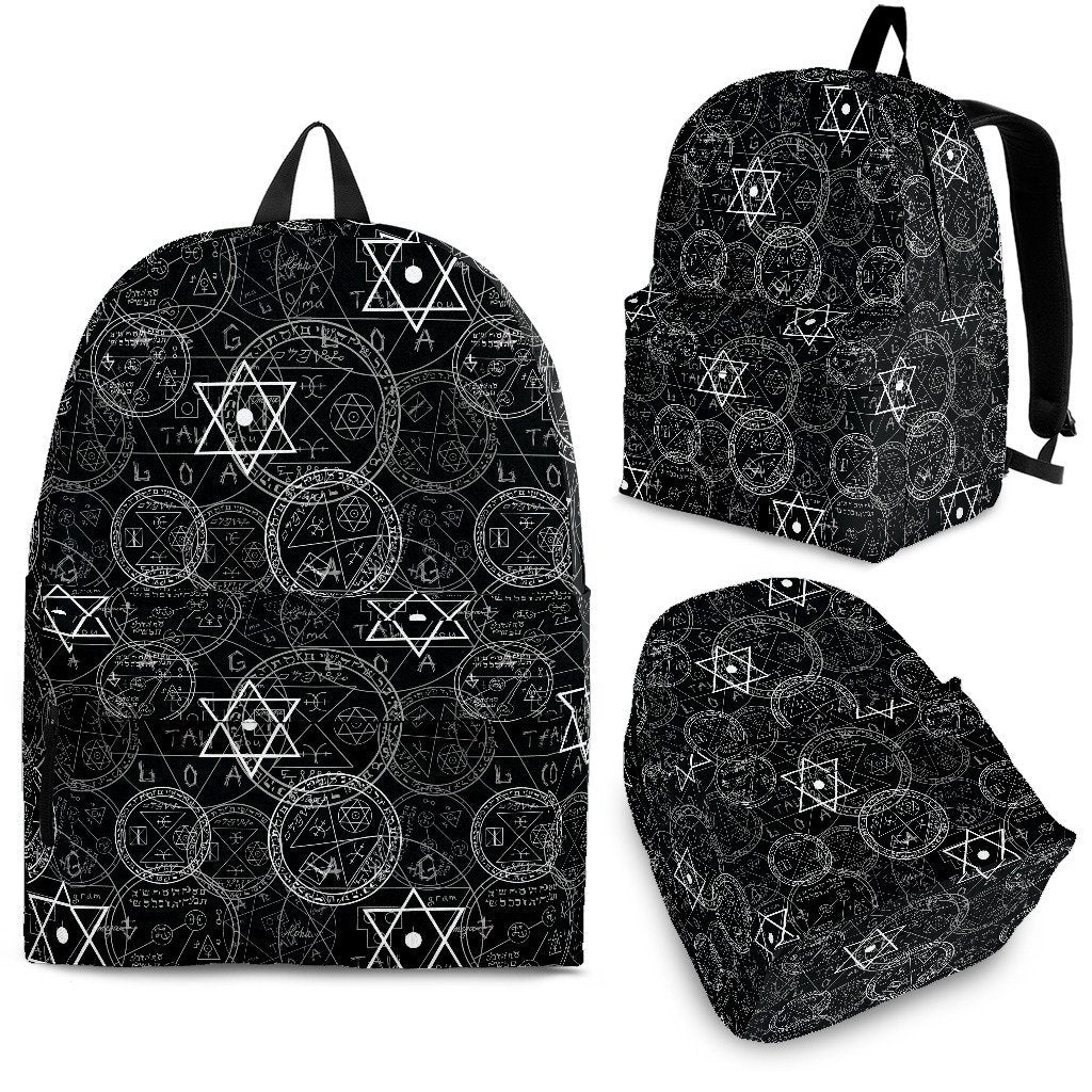 Wiccan Gothic Witch Pagan Pattern Print Premium Backpack-grizzshop