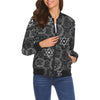 Wiccan Gothic Witch Pagan Pattern Print Women Casual Bomber Jacket-grizzshop