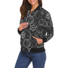 Wiccan Gothic Witch Pagan Pattern Print Women Casual Bomber Jacket-grizzshop