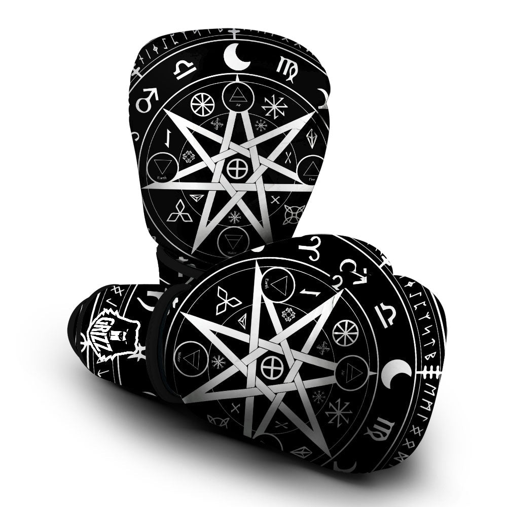 Wiccan Mystic White And Black Print Boxing Gloves-grizzshop
