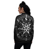 Wiccan Mystic White And Black Print Women's Bomber Jacket-grizzshop