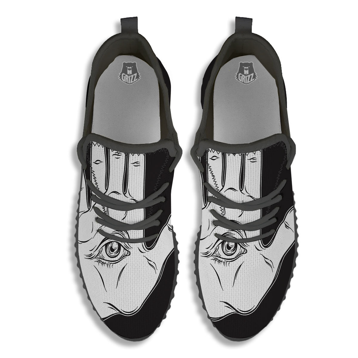 Wiccan Palmistry White And Black Print Black Walking Shoes-grizzshop