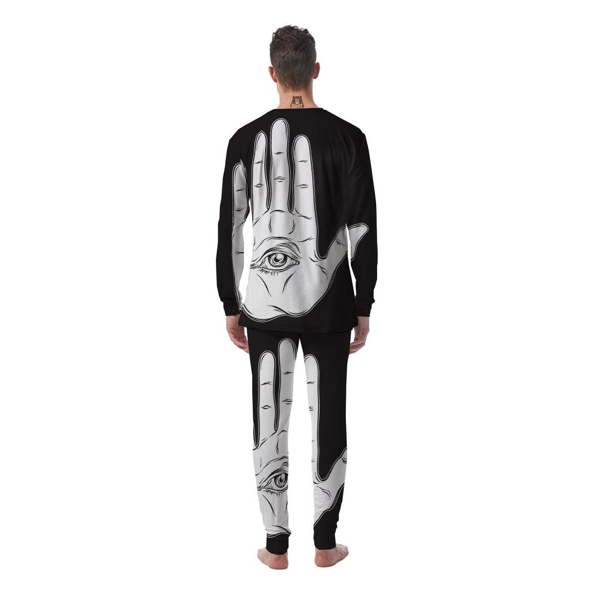 Wiccan Palmistry White And Black Print Men's Pajamas-grizzshop