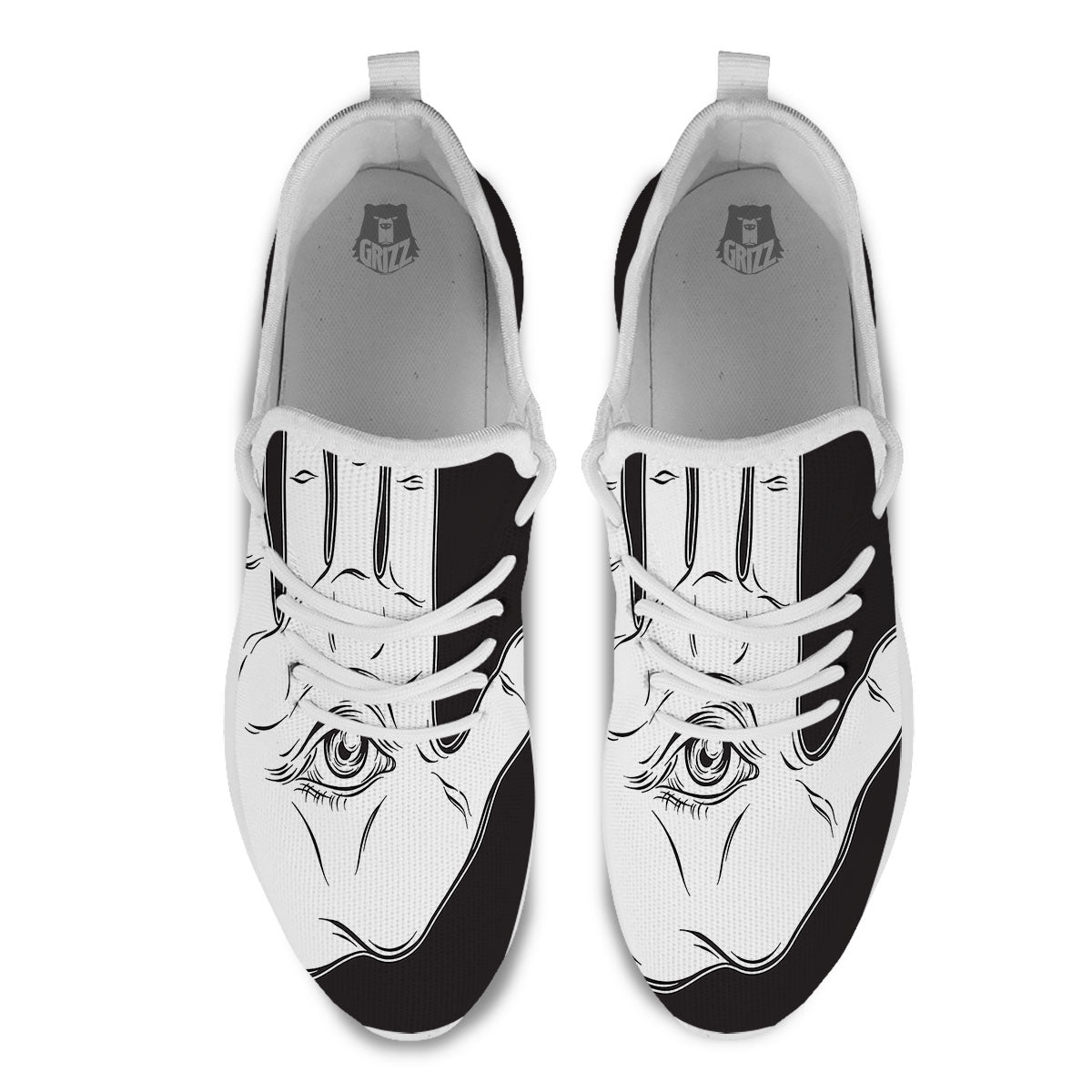 Wiccan Palmistry White And Black Print White Athletic Shoes-grizzshop