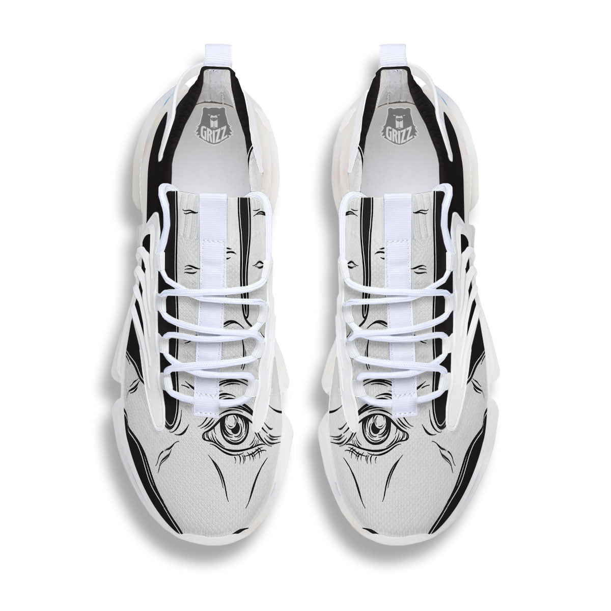 Wiccan Palmistry White And Black Print White Gym Shoes-grizzshop