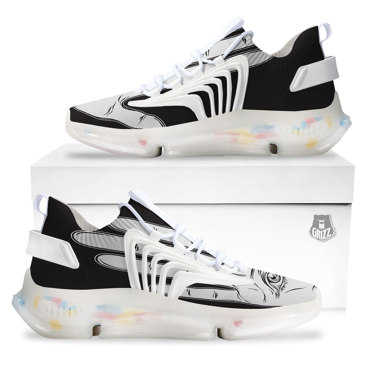 Wiccan Palmistry White And Black Print White Gym Shoes-grizzshop