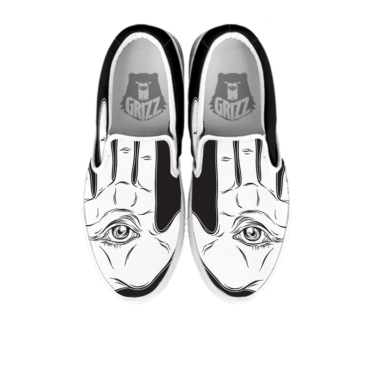 Wiccan Palmistry White And Black Print White Slip On Shoes-grizzshop