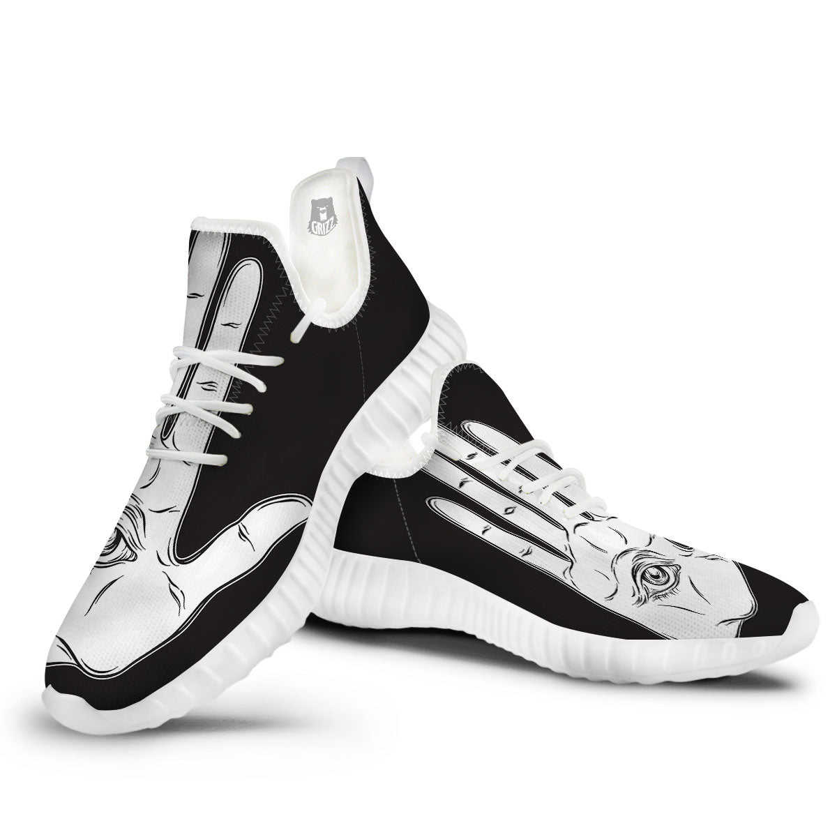 Wiccan Palmistry White And Black Print White Walking Shoes-grizzshop
