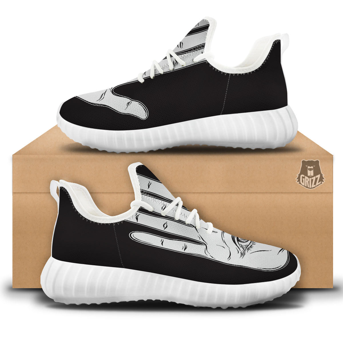 Wiccan Palmistry White And Black Print White Walking Shoes-grizzshop